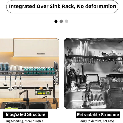 Dish Rack Over Sink Kitchen Above Sink Shelf Dish Drying Rack Large Capacity 55CM, Single Layer/Double Layer