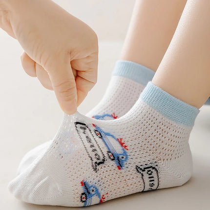 5 Pairs 1 To 12 Years Children's Socks 2025 Spring Summer Baby Boys Girls Cotton Mesh Breathable Thin Soft Cute Socks Kids Socks