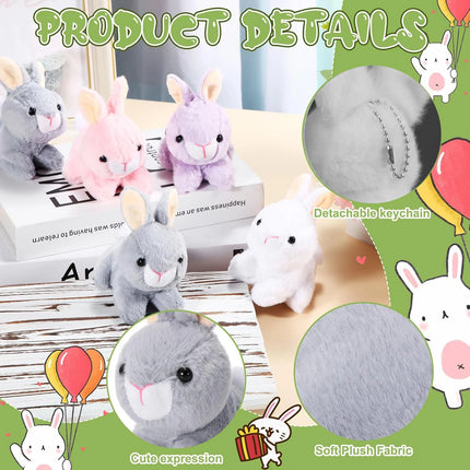 12-24Pcs Easter Bunny Plush Toys Cute Animal Bunny Stuffed Doll Easter Basket Stuffers Gift for Kids Rabbits Animal Bunny Doll