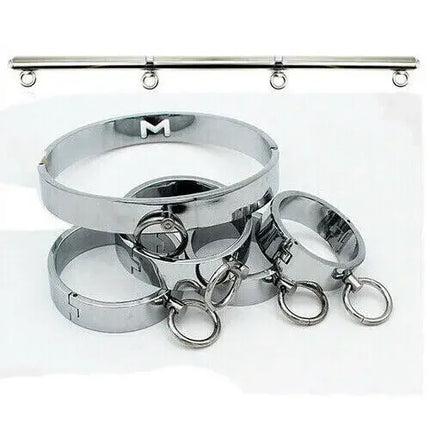 Manyjoy Metal Steel Bondage Cuffs Collar Handcuff Ankle Wrist Cuff Shackl Slave Sex  Restraint Necklace Sex Toys for Couple 18+