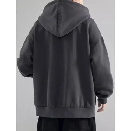 Men's black solid color sports shirt, men's full zipper hooded sweatshirt, winter youth special offer, providing high-quality
