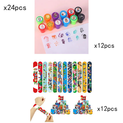 Brother Mario Party Favors Gifts Stamps Slap Bracelet Stickers Christmas Stocking Fillers Birthday Souvenirs Decoration Supplies