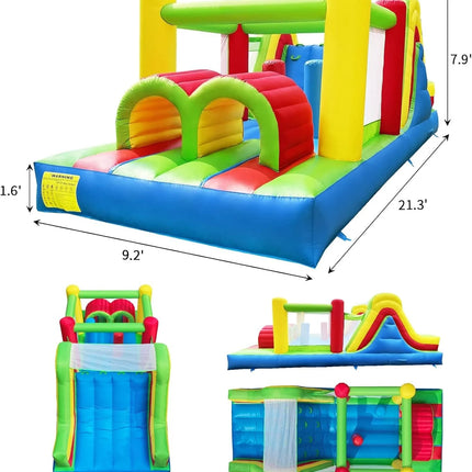 Inflatable Obstacle Course Bounce House Castle with Slides Bounce Area and Obstacles Inflatable Jumping Castle with Blower
