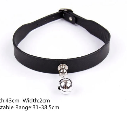 Sexy Leather Punk Rivets Necklace Men Women Couples Bondage Role Play Fetish Collar Flirting Accessory for Gay Party Gift
