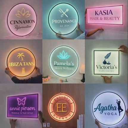 Custom Acrylic Sign Personalise Signboard Business Neon Logo LED Backlight Name Signs Decor for Shop Office Door Sign Wall Decor