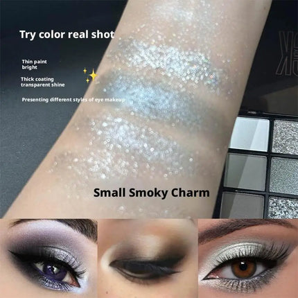 25 Colors Black Grey Smokey Eyeshadow Palette, Matte Black White Gray Silver Smoky Eye Shadow, Black Eyeshadow Makeup Goth Look