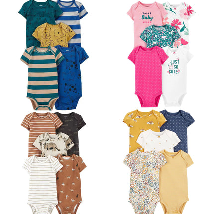 5pcs/set Cotton Soft Comfortable Baby Bodysuits Short Sleeve One-Pieces for Newborn Infant Summer Bebe Clothes Baby Shower Gifts