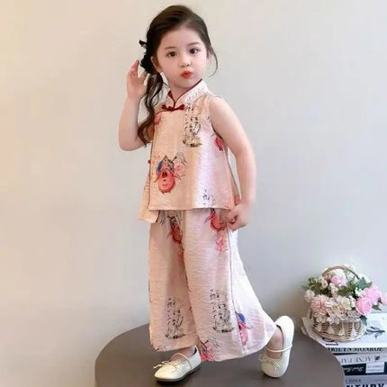 Summer Girl's Suit Cosplay Performance Costumes Ethnic Style Chinese Sets Children's Clothing Kids' Clothes Hanfu Fashion Casual