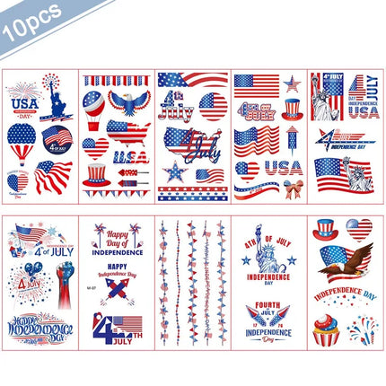 USA Theme Party Decorations American Flag Tattoo Sticker,flag Plates,banner,cups 4th Of July Independence Day Patriotic Supplies