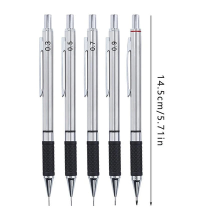 Metal Mechanical Pencil 0.3/0.5/0.7/0.9/2.0mm HB Automatic Pencil with Protective Cover Office School Writing Supplies