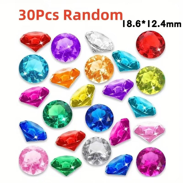 30Pcs Acrylic Crystal Diamond Gemstone Toys for Girls Colorful Treasure Chest Jewels Set Kids Birthday Gift  Christmas Gift