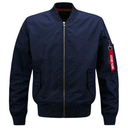Men's casual pilot jacket, outdoor autumn/ waterproof and windproof MA-1 flight jacket, with pockets, stand col