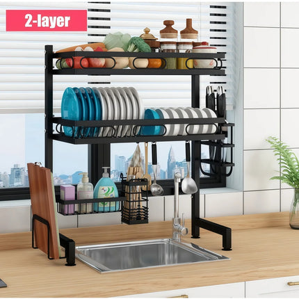 Dish Rack Over Sink Kitchen Above Sink Shelf Dish Drying Rack Large Capacity 55CM, Single Layer/Double Layer