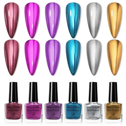 6pcs 8ml Water-Based Nail Polish Long Lasting Quick Drying No Need of Lamp to Cure Nail Supplies Vernis for Nail Art Decorations