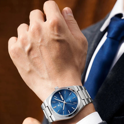 PAAZOMU Luxury Quartz Men's Wristwatch Sport Men Watches Waterproof Luminous Date Week Stainless Steel Men's Watch Male Reloj+box