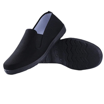 Hot Sale Of The Season Pure Color Black Low-Top round Toe Beijing Style Cotton Canvas Slip-On Shoes Breathable Flat Heel Inje...