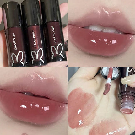 Cappuvini Water Glazed Mirror Lip Gloss Makeup Long Lasting Color Liquid Lipstick Crystal Jelly Moisturizing Lip Glaze Cosmetics
