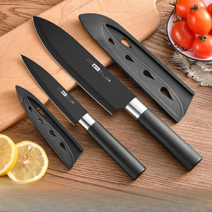 6pcs Kitchen Knife Set with Knife Holder High-grade Black Steel Knife Set Gift Knife Stainless Steel Kitchen Utensils Household