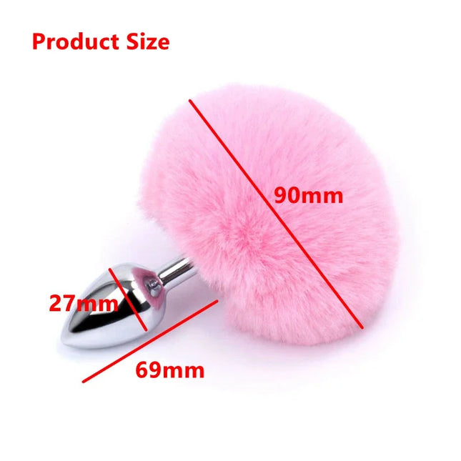 BDSM Stainless Steel Rabbit Tail Butt Plug – 7 Colors Detachable Bunny Anal Plug for Women Men, Adult Sex Toys Gift for Couples