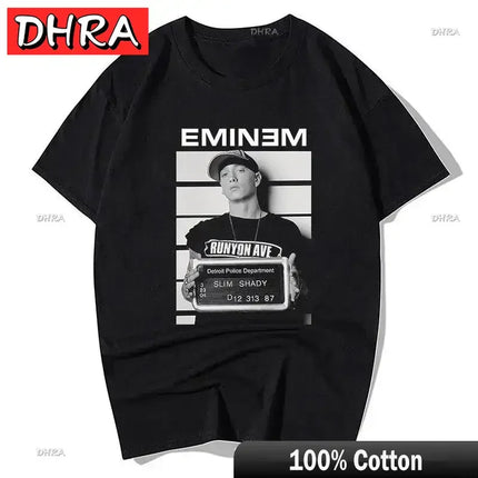 Summer Rapper Eminem Graphic Printed Tshirt Men Retro Cotton Hip-hop Fashion Casual T-shirt Women Cool Music Style Tops Clothing