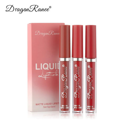 3Pcs/box Liquid Lipstick Set Matte Velvet Lip Gloss Set  Waterproof Liquid Lipstick Lip Non Stick Cup Lip Gloss Makeup
