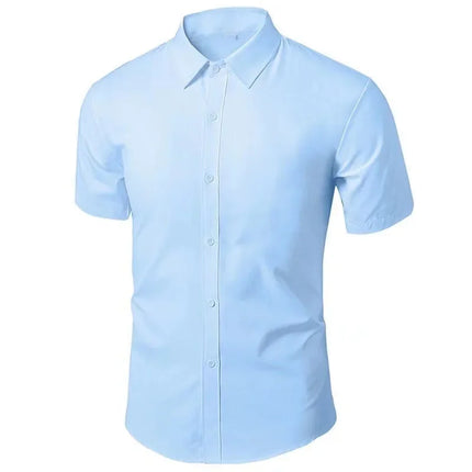 Chemise noire à manches courtes pour hommes de style coréen Chemise de travail professionnelle pure décontractée et formelle Effet amincissant