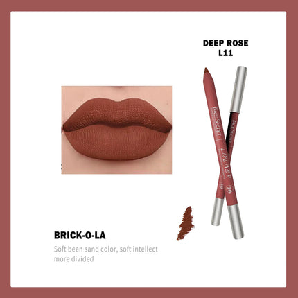 12 Color Waterproof Lip Liner Pencil , Long-Lasting,Velvet Weightless Precise Liner with Super Soft Blendable Texture Matte Soft