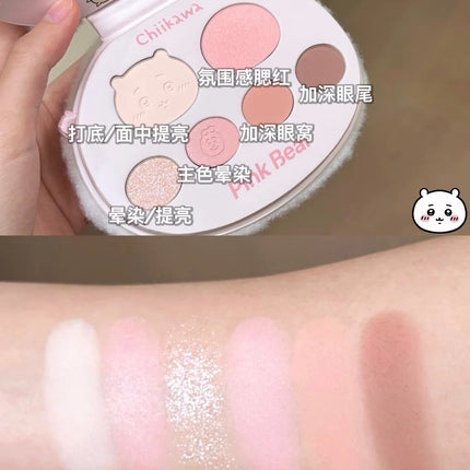 Pinkbear 6-Color Eyeshadow Palette Matte Waterproof Milk Tea Brown Pink Lasting Natural Eyes Makeup Cosmetics