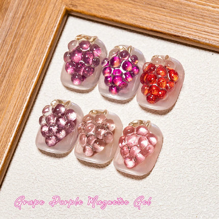 Grape Purple Cat Magnetic Gel Nail Polish Jelly Glass Beads Effect Magnetic Semi Permanent Soak Off UV Gel Varnish Nail Supplies
