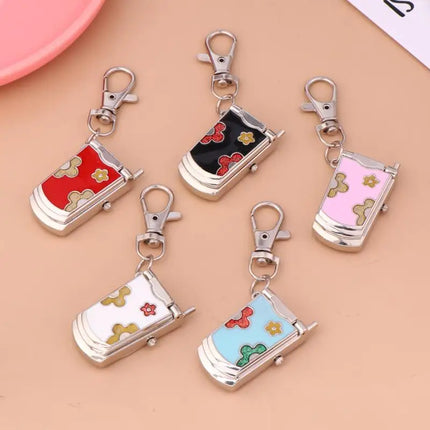 1 Piece Fashion Retro Cute Backpack Pendant Flip Phone Keychain Watch Hanging Watch Creative Gift