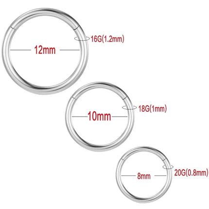 1/10PCS ASTM F136 Titanium Hinged Hoop Nose Rings 20G 18G 16G Septum Ring Wholesale Body Piercing Jewelry Cartilage Rook Earring
