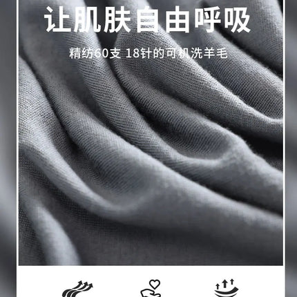 Spring and Summer New Polo Collar 100% Fine Wool Short Sleeve Men's Business Casual T-Shirt with Turn-down Collar and Pocket