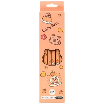 12pcs Kawaii Capybara Pencils Sketching Drawing Pencil With Eraser Unpointed For School Office Students Stationery Supply Pencil