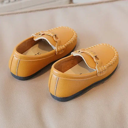Boys Leather Shoes Black White for School Party Wedding Kids Formal Flats Loafers Slip-on Soft Loafers Children Moccasins 21-30