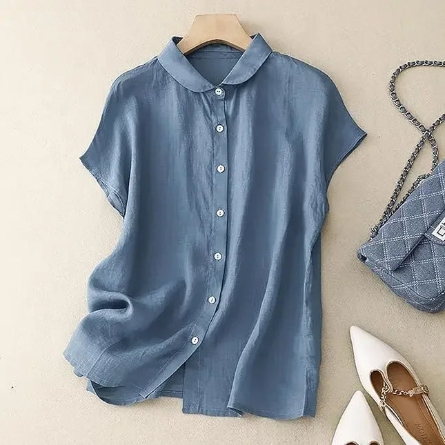 Plus Size Shirts 2025 Summer Women‘s Loose Lapel Elegant Short Sleeved  Casual Ladies Blouses Button Up Fashion Comfortable Tops