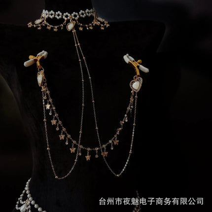 Metal Nipple Clamps Body Chains Butt Plug Set Sexy Women Jewelry Lingerie Breast Restraints Clitoral Stimulators Anal Dilator SM