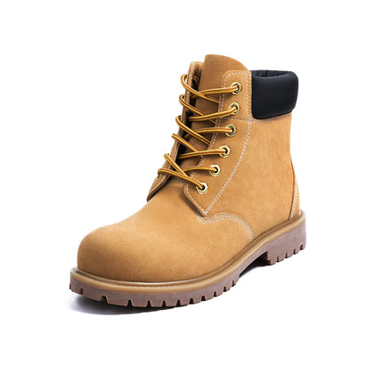 Men's Yellow Hiking Boots - Waterproof Leather High-Top Outdoor Boots / Bottes de randonnée jaunes pour hommes - Imperméables en cuir