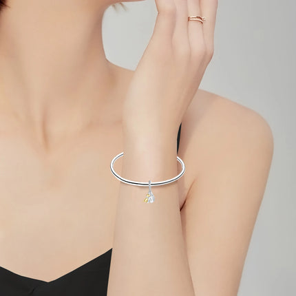 Girl & Dog Hugging Dangle Charm S925 Sterling Silver Two tone pendants Fit Original Bracelet Making Pet Lovers’ Bracelet Gift