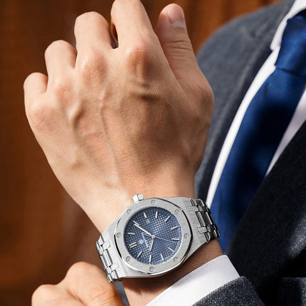 PAAZOMU Luxury Business Watches for Men Date Week Stainless Steel Quartz Man Watch Waterproof Luminous Fashion Men's Wristwatch