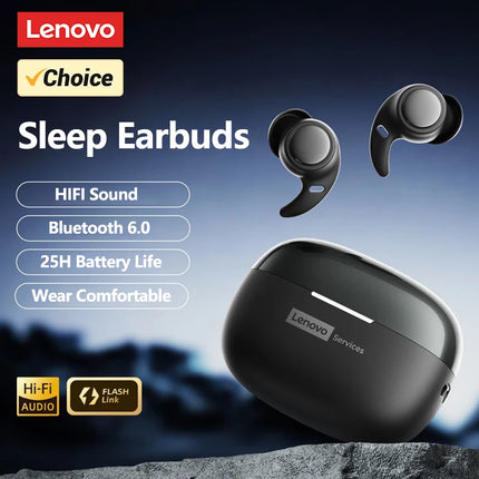 Choice Lenovo Sleep Earbuds Wireless Bluetooth 6.0 Headphones HD Call HIFI Sound Music Earphones Gifts 25H Battery Life LE261