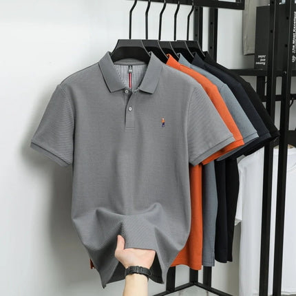 100% Cotton High-End Brand Men's Short Sleeve Polo Shirt with Cartoon Character Embroidery - New Summer Comfortable, Breathable Fashion T-shirt
