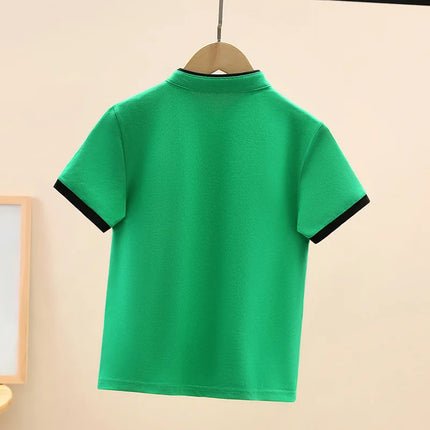 Boys Polo Shirts Short-sleeve T-shirts for Kids Color Blocking 2024 Children Tops Teenager Blouse Baby Outerwear Clothing 4-14T