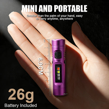 Rechargeable Mini Flashlight Aluminum Alloy Keychain Flashlight Super Bright Emergency Red Blue Floodlight Magnet Work Light
