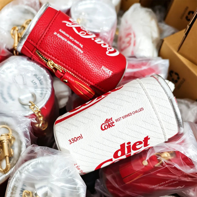 Novelty Coke Can Shape Mini Shoulder Bag Ladies Cute Diet Coke Print PU Crossbody Purse Portable Key Chain Coin Bag Funny Trend