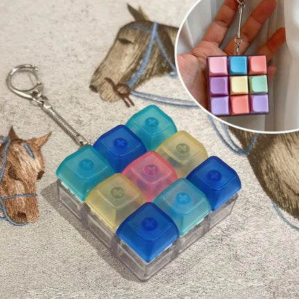Keyboard Keycap Fidget Keychain Macaron Crystal Clicker Toy Stress Relief Fingertip Gadget,Decompression Keys Button for Adult
