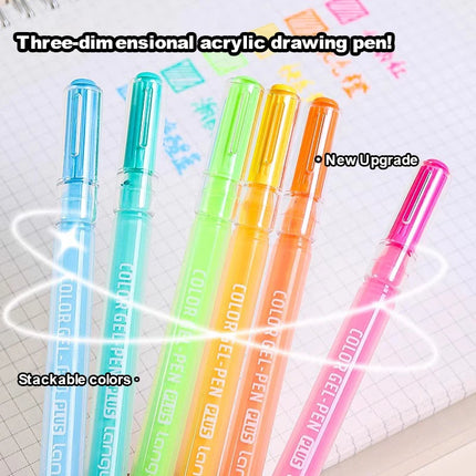 Languo Three-Dimensional Effect Acrylic Painting Gel Pens Set 1.0mm Tip Kawaii Stationery Student Color Drawing Pen Art Supplies