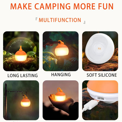 Super Mini Retro Snow Camping Lantern USB Rechargeable Haning Hook Night Light Battery Powered Tent Table Light For Camping