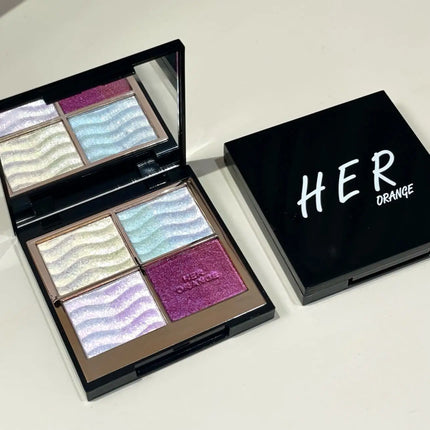 Herorange Color Block Dream Shadow Palette Four-Color Glitter Chameleon Effect Pearlescent Sparkling Easy to Apply Long-Lasting Non-Fading Mashed Potato Texture Four-Color Eyeshadow Palette Cosmetics Christmas Gift