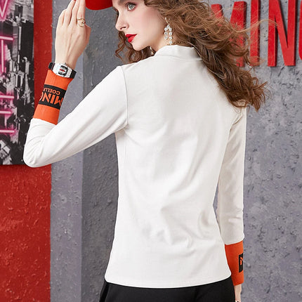Autumn New Women's Long-sleeved T-shirt Half-high Collar Women's Top Woman clothing Female clothing