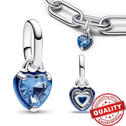 Romantic 925 Sterling Silver Purple Green Pink Chakra Heart Mini Dangle Charm Fit Pandora Me Bracelet DIY Women Jewelry